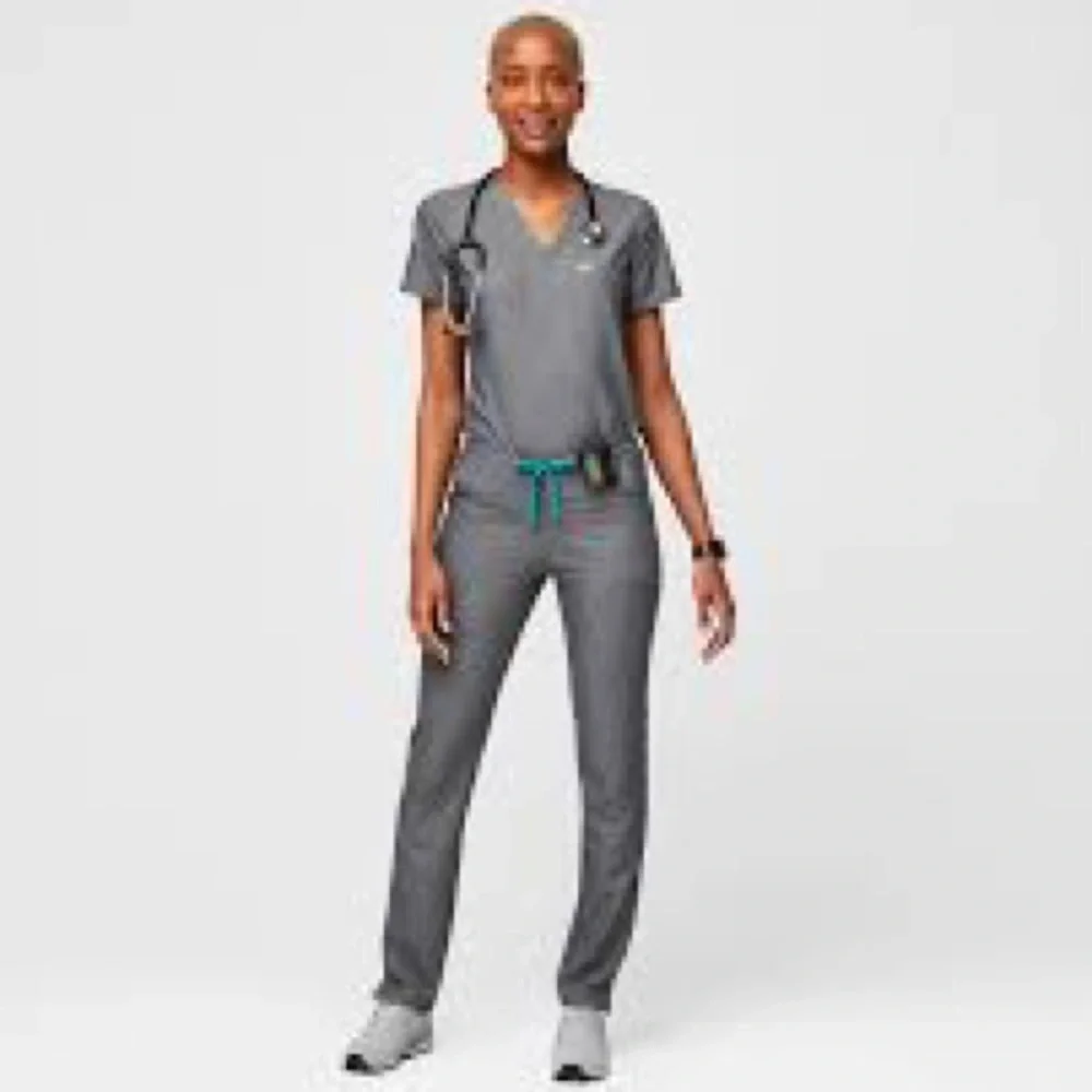 Figs Scrub Set Catarina 1 Pocket Top Yola Skinny Pant in Gray - Size Small
